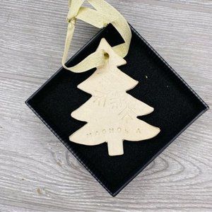 Magnolia snowflake lace Christmas tree ornament biscuits clay rustic decoration